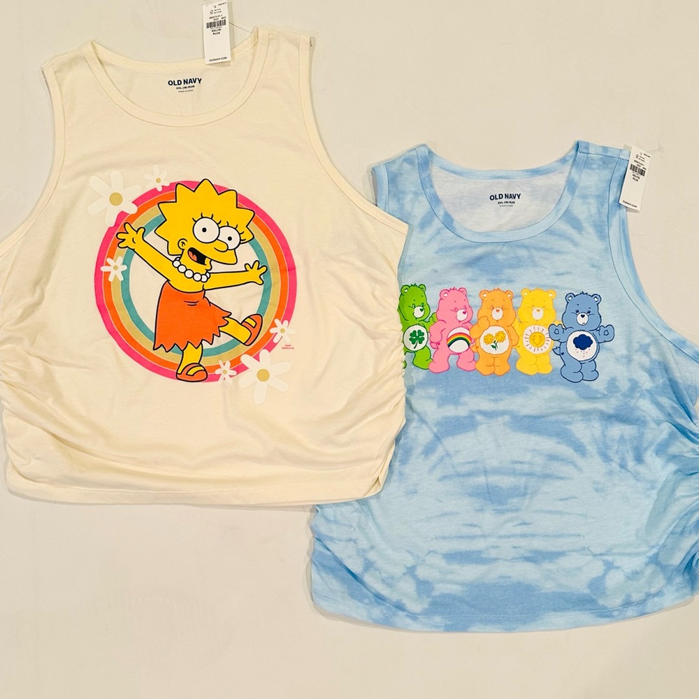 ⭐️HP⭐️ NEW! Old Navy Girls Tanks Simpsons & Care Bear XXL 18